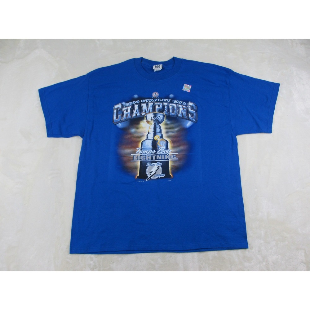 VINTAGE Tampa Bay Lightning Shirt Mens Extra Large‎ Blue Stanley Cup Hockey NHL*
